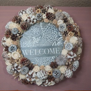 Coroana de primavara - cu semn de bun venit, Casa & Stil de viata, Accesorii pentru decorat casa, Decoratiuni de geam si decoratiuni de usa , Ornamente de usa , , ARTYNOS