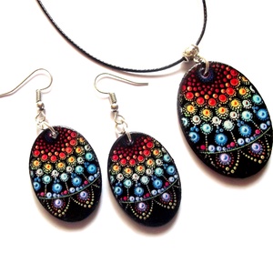 set bijuterii lemn cu mandala 43410 - Artynos.ro