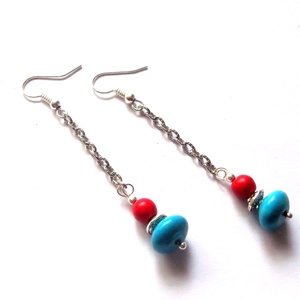 cercei howlite si turcoaz 39800 - Artynos.ro