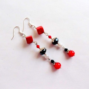 cercei howlite, perle sticla si cristale 35168 - Artynos.ro