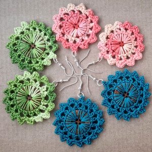 Cercei Button Flower, Bijuterii, Cercei, Cercei si ornamente pentru urechi, Crosetat, ARTYNOS