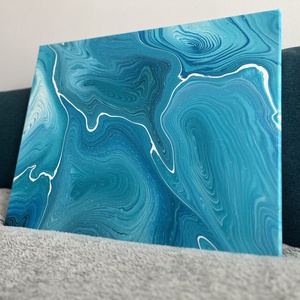 Tablou Valuri de Turcoaz - Turquoise Waves Painting, Casa & Stil de viata, Accesorii pentru decorat casa, Picturi murale, Tablouri/picturi pe panza, Altele, Pictura, ARTYNOS