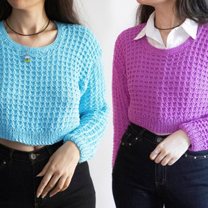 S - Bluza tricotata manual din fir de bumbac disponibila in doua culori - Artynos.ro