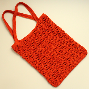 Geanta Portocalie Crosetata. Geanta tip tote bag monocroma creata din fir de bumbac., - Artynos.ro