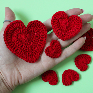 3 marimi - Inimi crosetate din fir 100% bumbac pentru aplicat pe textile si inclus in proiecte personale., Accessorii si unelte, Accesorii decorative, Alte accesorii, , ARTYNOS