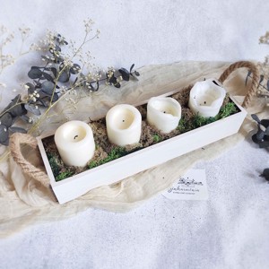 Advent Natural - Bol cu maner din franghie si lumanari - Artynos.ro
