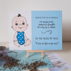 Placuta pentru cerut nasii cadou haios cu mesaj pictat manual - Artynos.ro