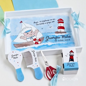 Set prima aniversare tema marina tava mot personalizata pictata manual - Artynos.ro
