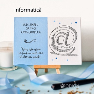 Placheta cadru didactic INFORMATICA personalizata cu mesaj lucrata manual - Artynos.ro