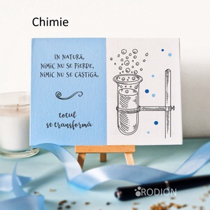 Placheta cadru didactic CHIMIE personalizata cu mesaj lucrata manual - Artynos.ro