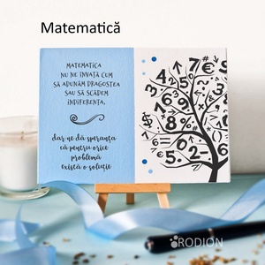 Placheta cadru didactic MATEMATICA personalizata cu mesaj lucrata manual - Artynos.ro