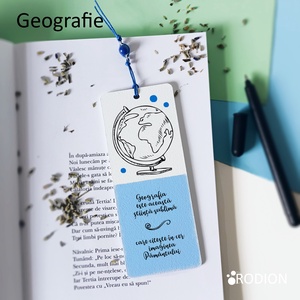 Semn de carte GEOGRAFIE cadru didactic personalizat cu mesaj lucrat manual - Artynos.ro