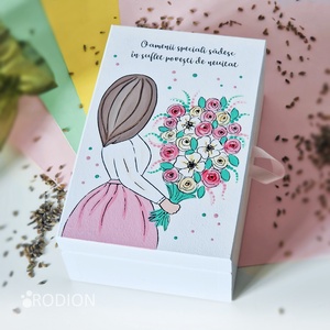 Cutie din lemn bijuterii buchet pictata manual personalizata cu mesaj, Bijuterii, Suporturi bijuterii si cutie bijuterii, Cutii de bijuterii, Obiecte pictate, Pictura, ARTYNOS