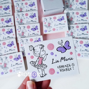 Marturii botez fetita pictat manual personalizate cu nume Balerina - Artynos.ro