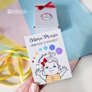 Marturii botez fetita pictat manual personalizate cu nume Curcubeu - Artynos.ro