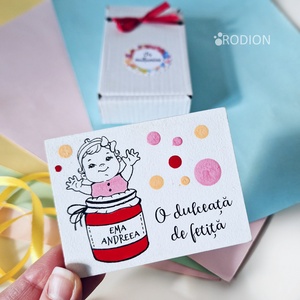 Marturii botez fetita pictat manual personalizate cu nume Dulceata - Artynos.ro