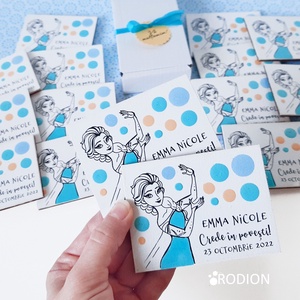 Marturii botez fetita manual personalizate cu nume Frozen - Artynos.ro