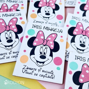 Marturii botez fetita manual personalizate cu nume Minnie Mouse - Artynos.ro