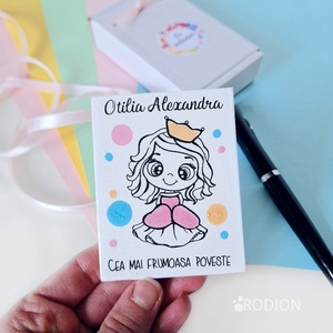 Marturii botez fetita manual personalizate cu nume Printesa - Artynos.ro