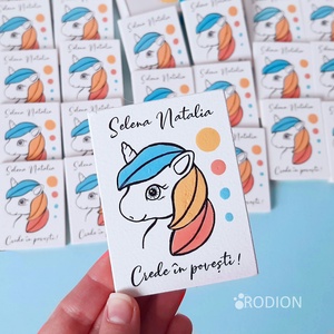 Marturii botez fetita manual personalizate cu nume Unicorn - Artynos.ro