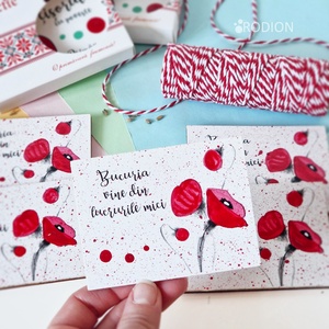 Martisoare cu magnet maci pictate manual cu mesaje haioase handmade - Artynos.ro