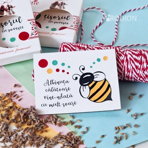 Martisoare cu magnet albinuta pictate manual cu mesaje haioase handmade - Artynos.ro