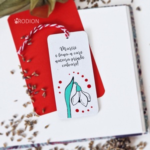 Martisoare semn de carte pictate manual cu mesaj Ghiocel - Artynos.ro