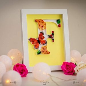 Tablou decorative cu initiala numelui , Casa & Stil de viata, Accesorii pentru decorat casa, Picturi murale, Tablouri/picturi pe panza, Arta de hartie, ARTYNOS