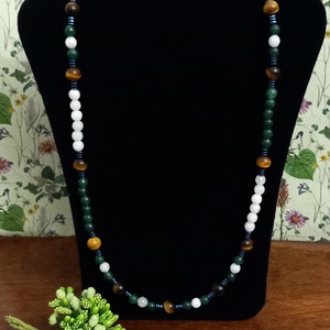 Colier handmade cu pietre semipretioase si accesorii argint - Artynos.ro