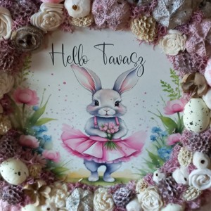 Coroana de primavara, ciocanitoare de usa - Bunny in roz - Artynos.ro