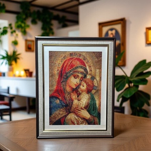 Icoana cu Maica Domnului si Pruncul Iisus  Pictura din diamante acrilice - Artynos.ro