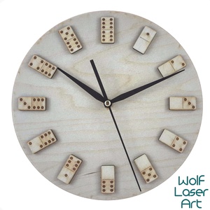 Ceas domino special, Ceas de perete jucaus si silentios pentru camera copiilor, Casa & Stil de viata, Accesorii pentru decorat casa, Decoratiuni de pereti, decoratiuni suspendate, Ceasuri de perete, Gravare, pirogravura, ARTYNOS